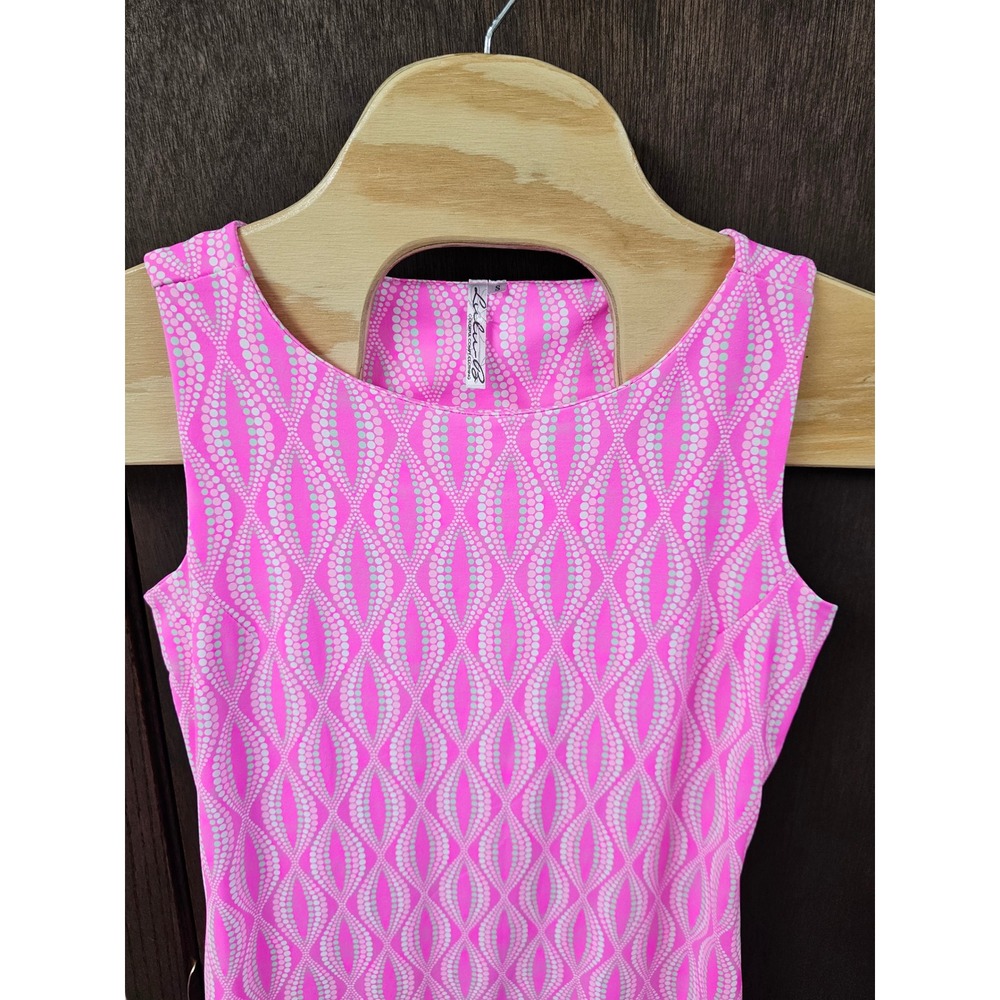 Lulu-B Pink White Geometric Dot Sleeveless Shift Dress Womens Small - Picture 3 of 9